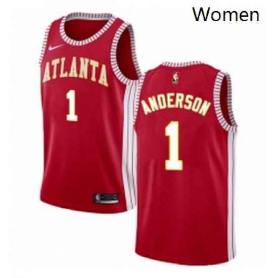 Womens Nike Atlanta Hawks 1 Justin Anderson Swingman Red NBA Jersey Statement Edition
